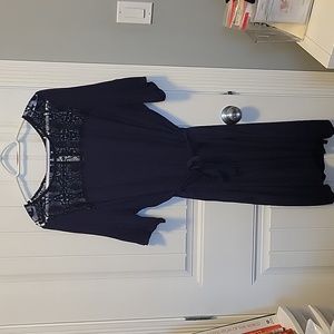 Reitmans Navy Blue Lace Neck Dress